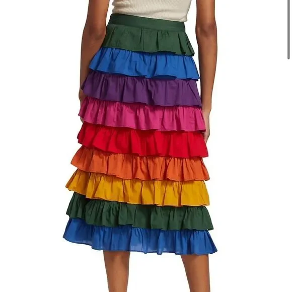 FARM Rio Color Blocked Tiered Midi Skirt - Picture 4 of 10